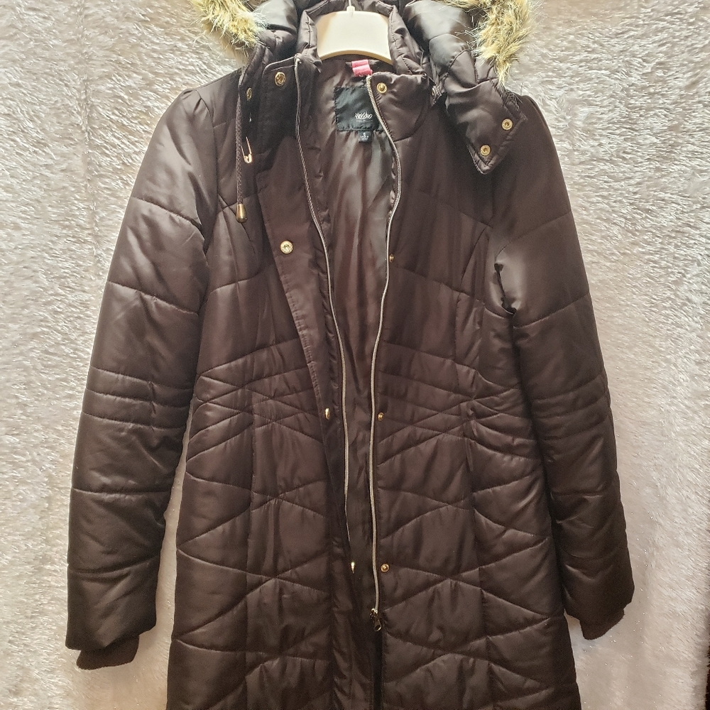Mossimo Brown/Gray Long Puffer Jacket - image 1